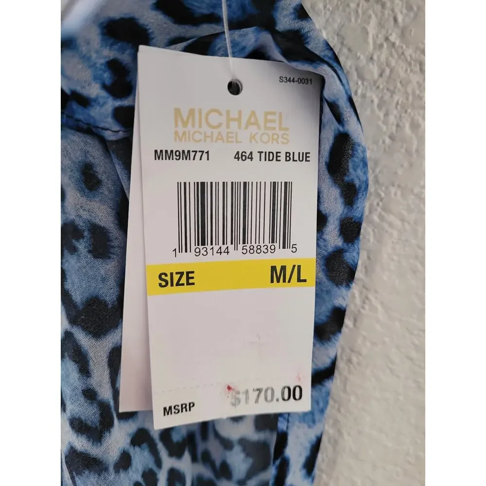 Michael Kors Women's Animal Print Tide Blue Swim Cover Up Size M/L‎ #17